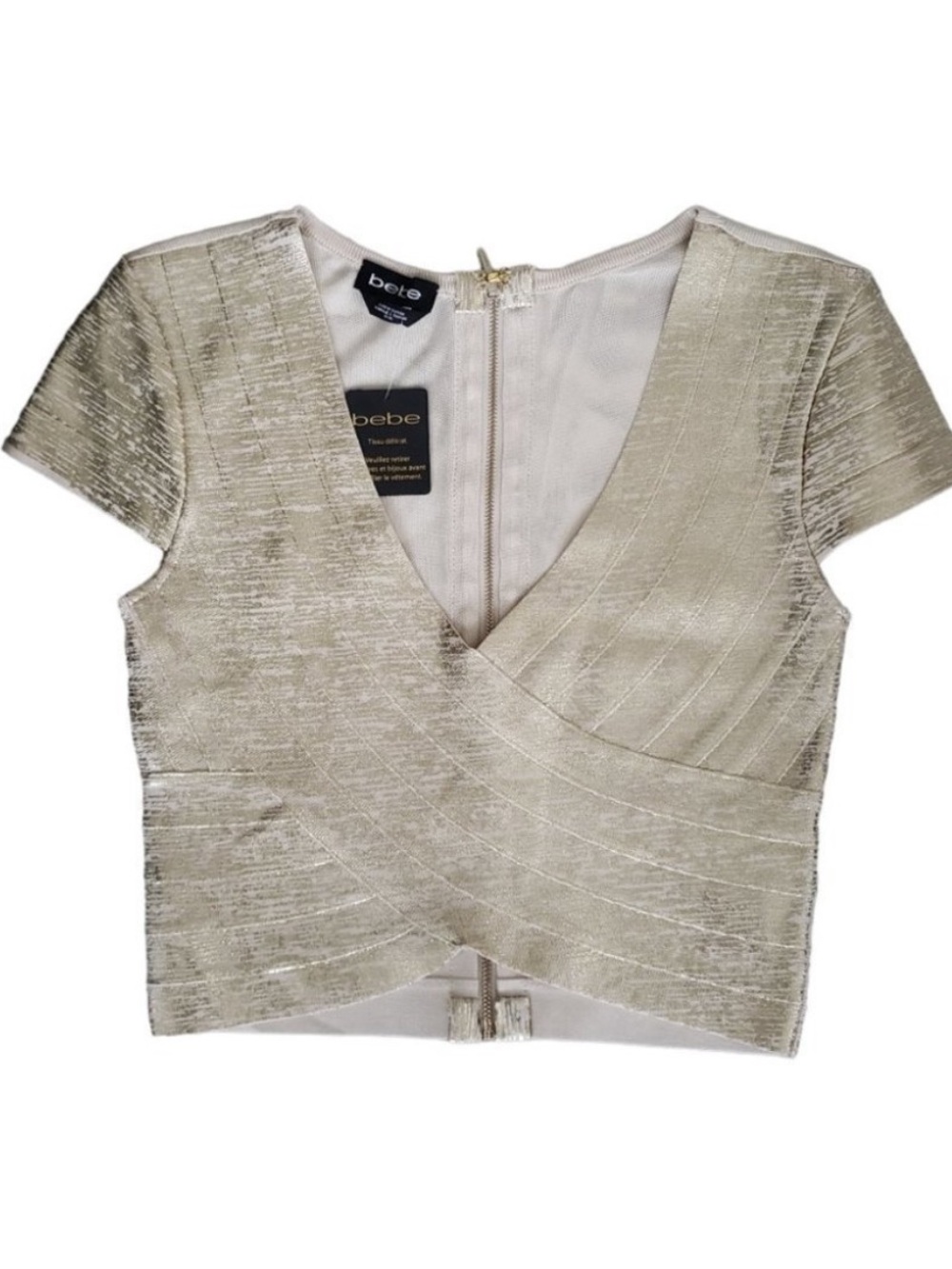 Bebe Cream Gold
Bandage Crop Top With Mesh Back